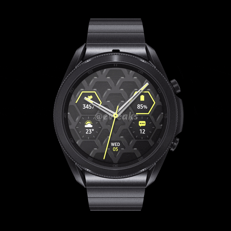 The 45mm Samsung Galaxy Watch 3 in Titanium black - Samsung Galaxy Watch 3 leaks in Titanium Black, tips the Unpacked 2020 date