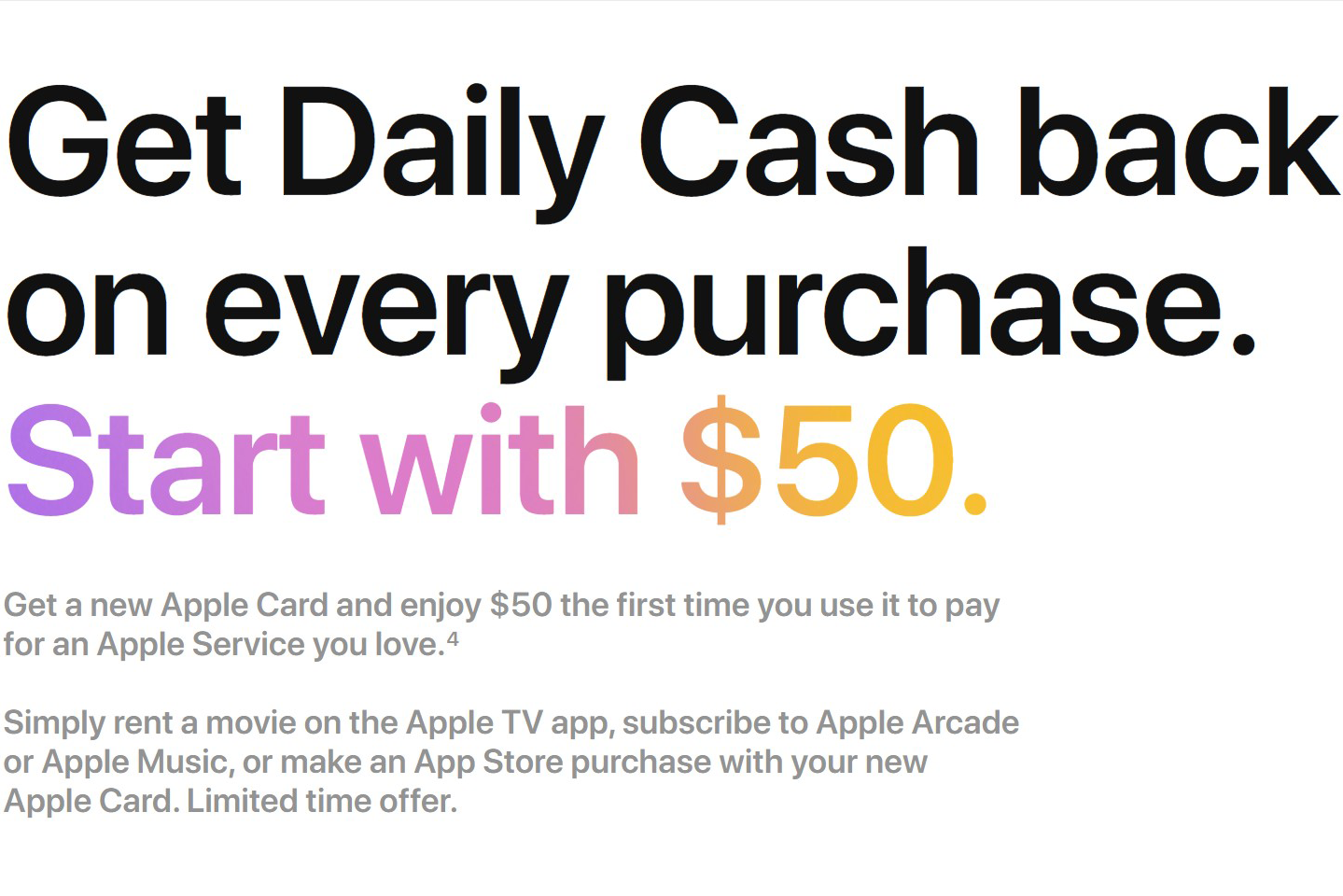 Apple Music, TV+ and Arcade promo takes $50 off for Apple Card subscribers