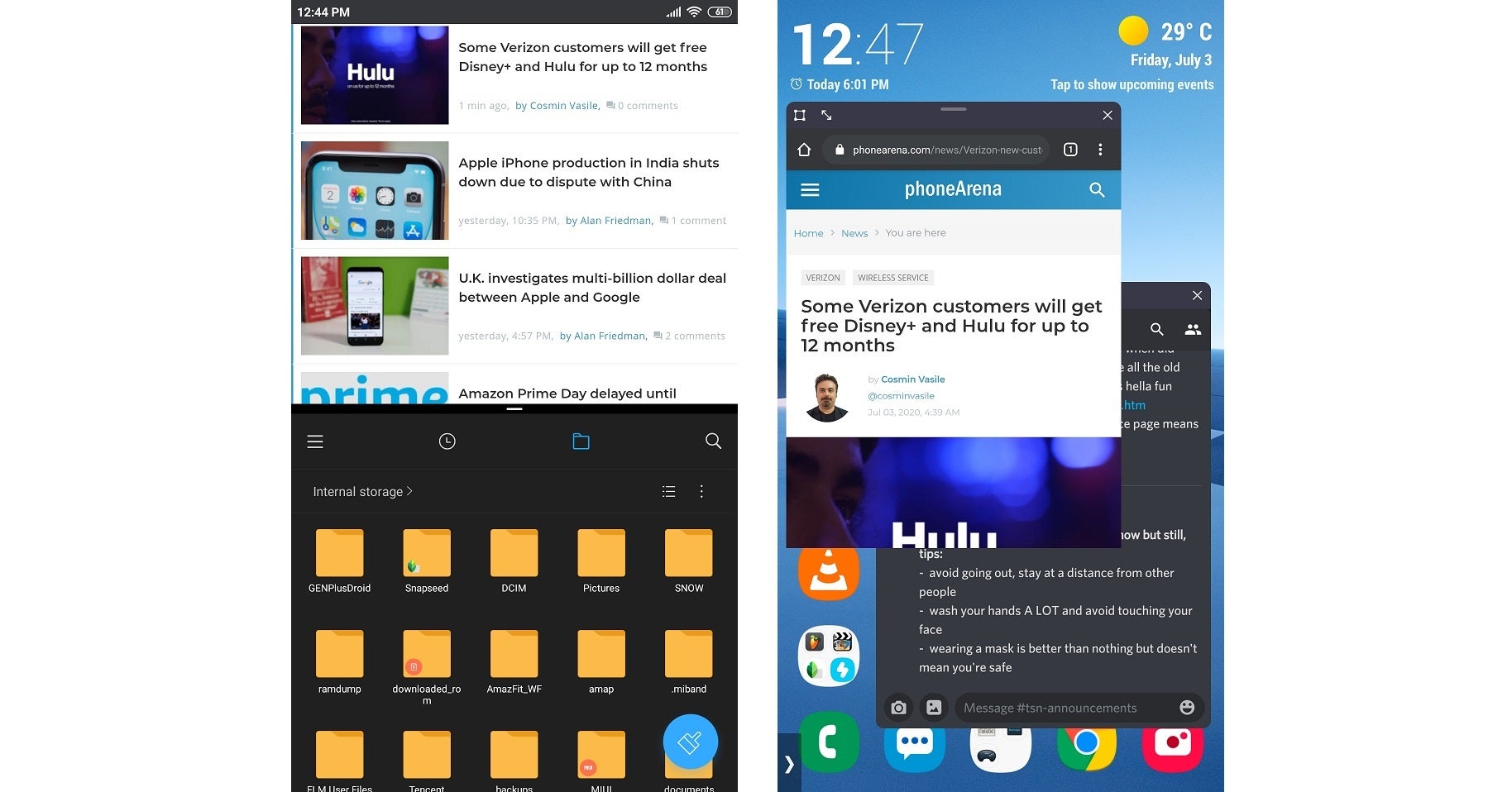 On the left I&#039;m using standard split-screen multitasking, on the right I&#039;m running apps in windowed mode. - Android VS iPhone power users – here&#039;s why we made our choice
