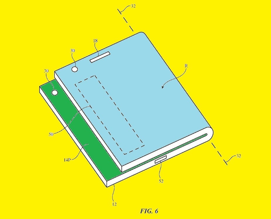 Using an off-center fold will allow notifications to be viewable even when the displays are closed - Apple said to working on dual-screen iPhone; patent app explains how you might view notifications