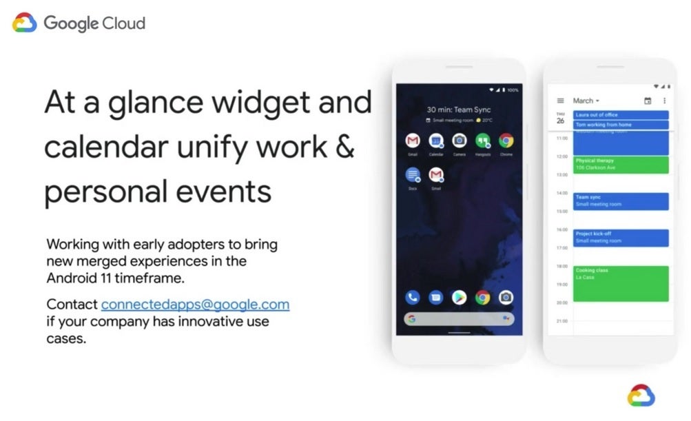 The At a Glance widget and Google Calendar will unify both personal and work events - The difference between work and personal data is easier to see following changes made in Android 11