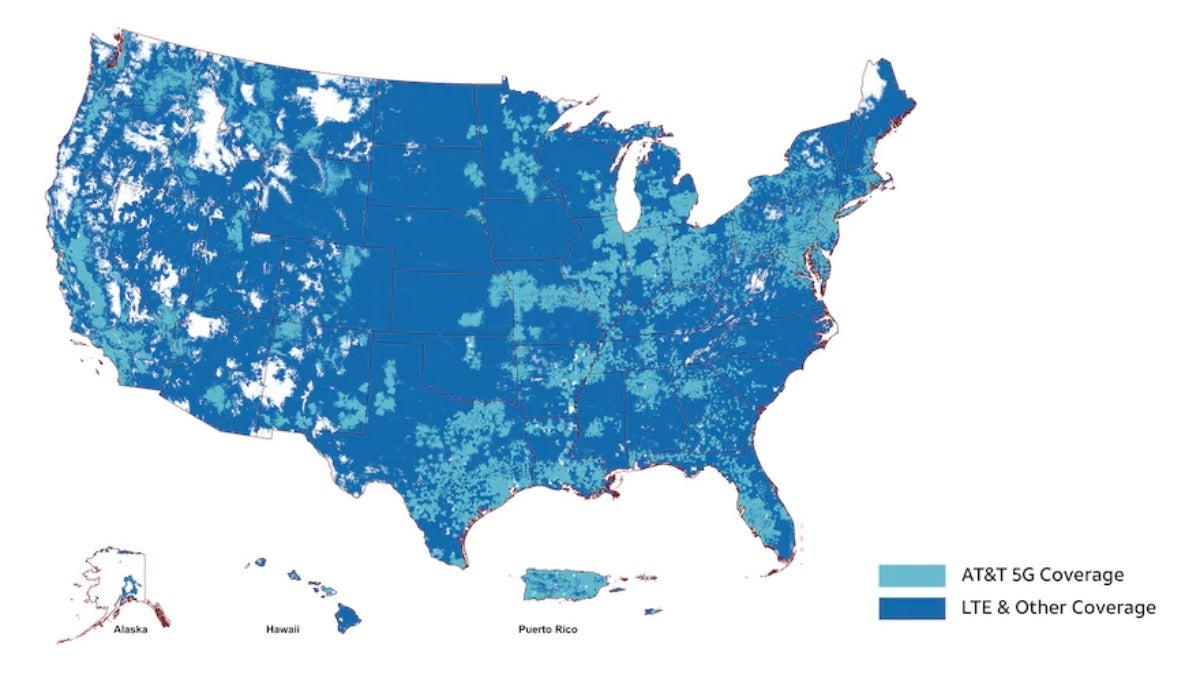 AT&amp;T's new coverage map - T-Mobile isn't the only U.S. carrier with a nationwide 5G network