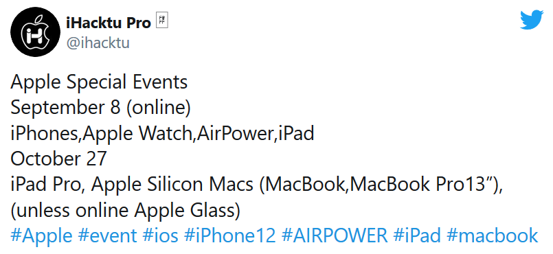 Tipster reveals what could be Apple's plan to hold two events during the third quarter - Red hot rumor calls for September 8th unveiling of the 5G iPhone 12 models, AirPower, more