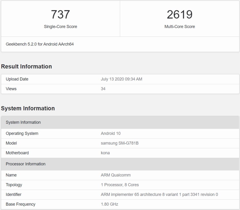 Galaxy S20 Fan Edition benchmark - Samsung&#039;s Galaxy S20 Fan Edition 5G will have one big thing in common with the S20 and S20+