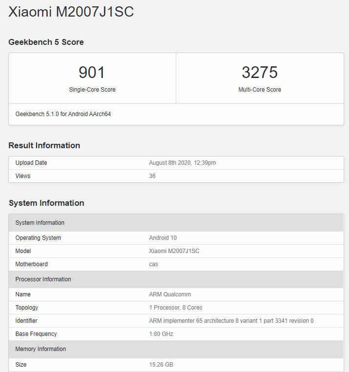 Xiaomi Mi 10 Ultra Technical Specifications