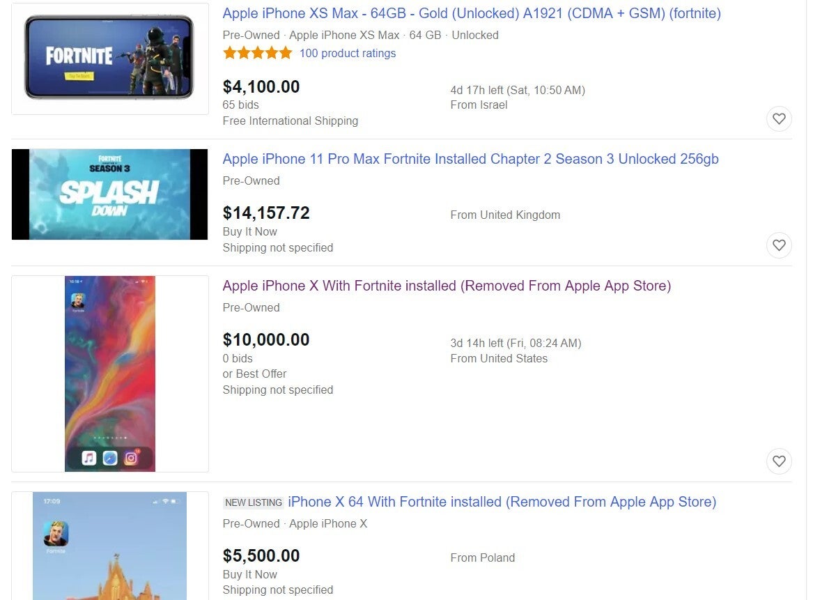 Just a few crazy iPhone with Fortnite listings on eBay - Would you get an iPhone with Fortnite for $10,000?