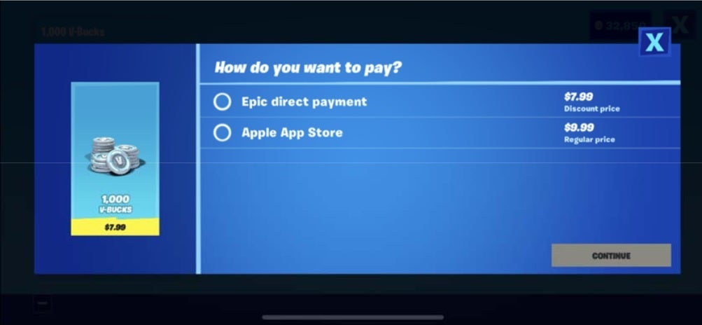 Epic bypasses Apple&#039;s in-app payment system by offering its own - Microsoft says that Apple&#039;s punishments against Epic will hurt game developers and players