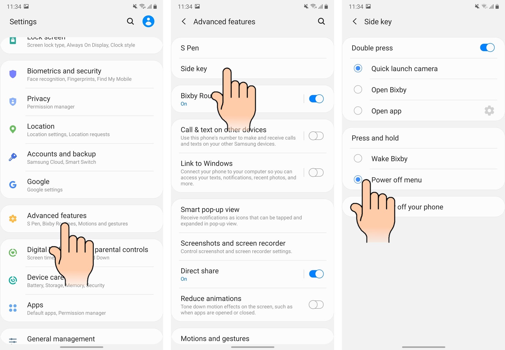 Steps 2 through 4 as they will appear on your Galaxy Note 20 - How to turn off and restart Galaxy Note 20 and Note 20 Ultra