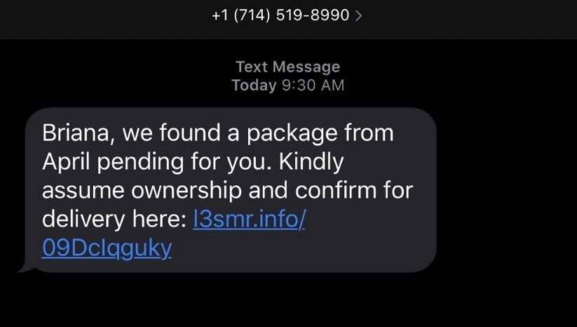 If you get a text message like this on your phone, delete it immediately. DO NOT CLICK ON THE LINK! - Stop! Don't press that text link!
