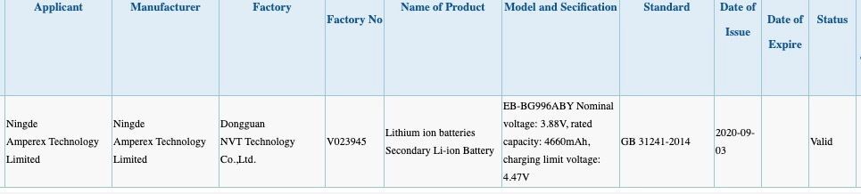 Samsung Galaxy S21 (S30) Plus monstrous battery revealed by China's 3C database