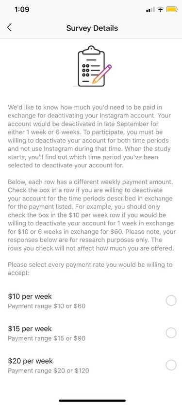 Facebook and Instagram users can get paid to deactivate their accounts before the end of September - Get paid to deactivate your Facebook or Instagram account