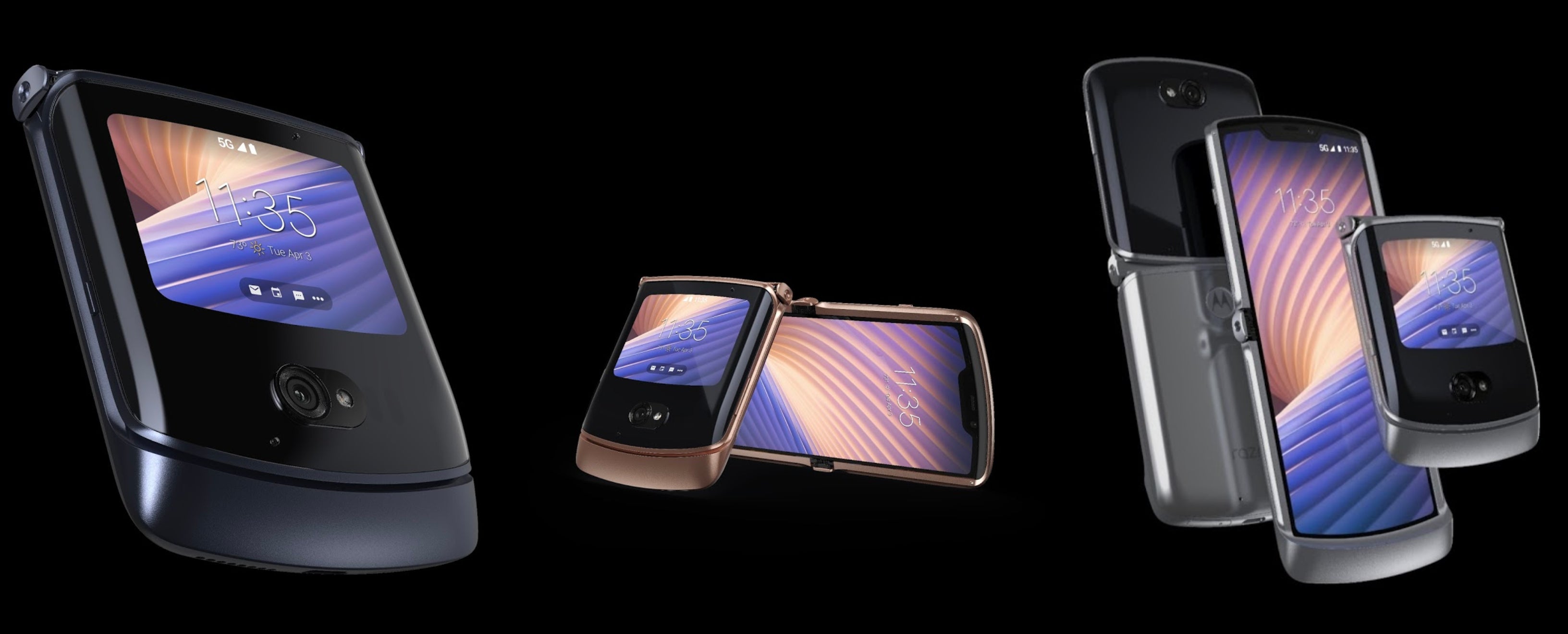 The Moto Razr 5G in Polished Graphite, Blush Gold, and Liquid Mercury - The new Motorola Razr 5G is official: updated design & better battery for $1399