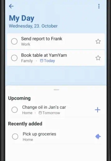 The My Day screen for the Microsoft To Do app gets your day off to a more productive start by suggesting and recommending tasks - Microsoft&#039;s task manager app for iOS receives a new feature and an update
