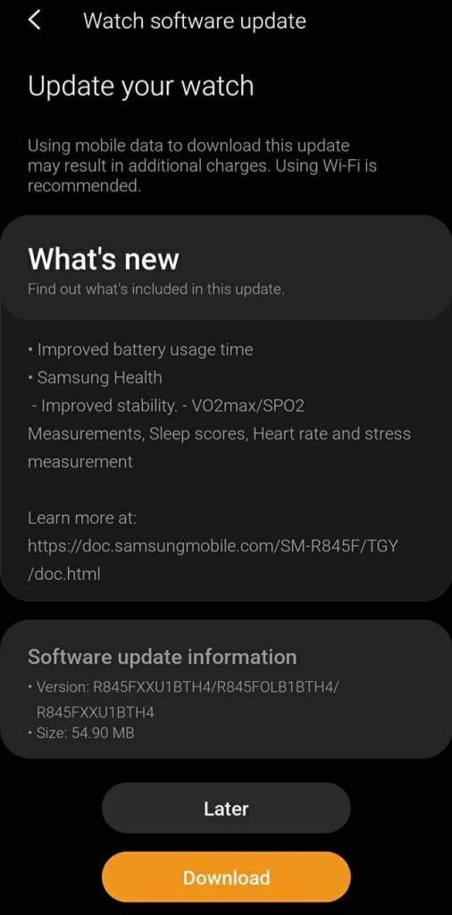 Samsung Galaxy Watch 3 update further improves battery life, health functions