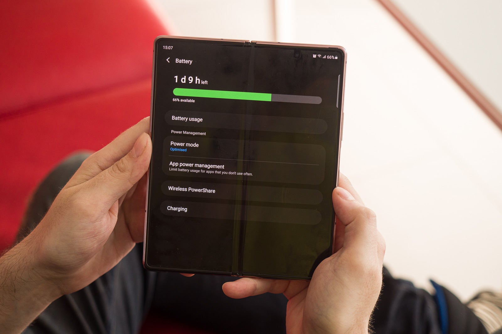 Battery life on the Galaxy Z Fold 2 is great. - Samsung Galaxy Z Fold 2 long-term review: Still exciting?
