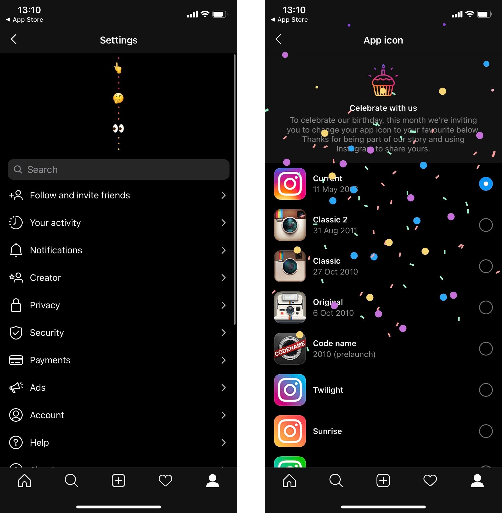Funnily enough I found this easter egg by just a shot in the dark. Not too well hidden, thankfully! - On its 10th birthday Instagram brings a fun hidden Easter egg