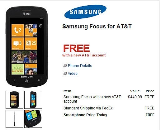 NewEgg is selling certain AT&amp;T Windows Phone 7 devices for free