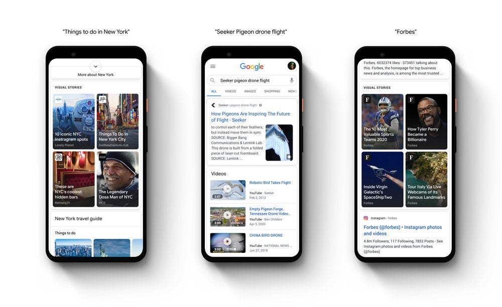 Google Web Stories now available on Discover in the Google Search app