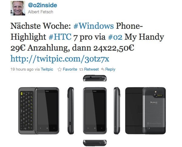 HTC 7 Pro is quickly coming to O2 Germany some time next week for €569