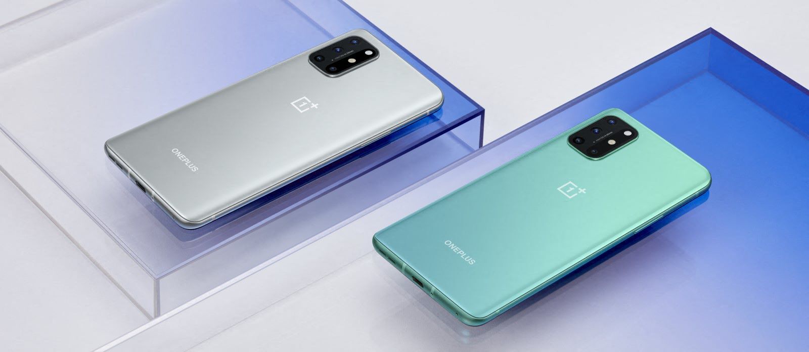 OnePlus 8T comes in two colors, Lunar Silver (left) and Aquamarine Green (right) - The OnePlus 8T arrives with two batteries, a 120Hz flat display, and 65W fast charging