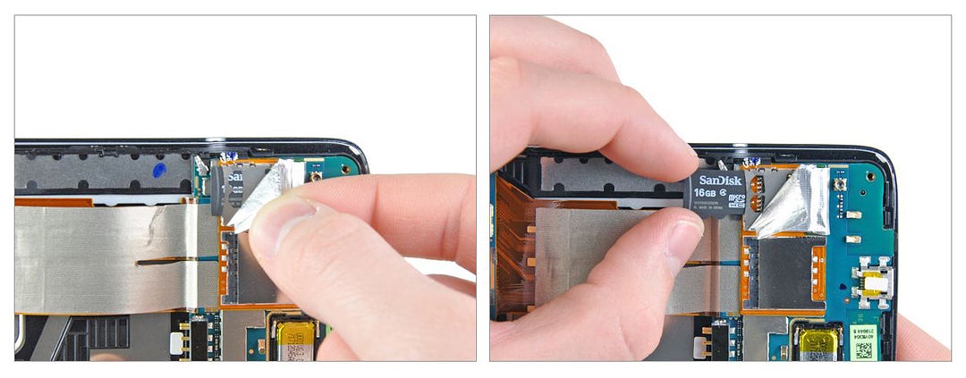 Teardown of the HTC Surround reveals a microSD card slot. - Teardown of the HTC Surround reveals a microSD card