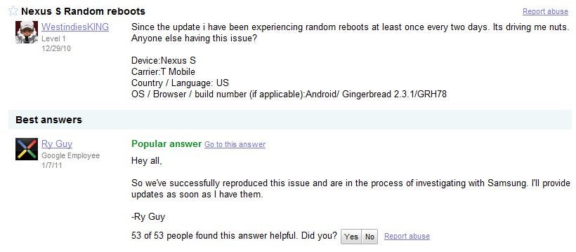 Google acknowledges Nexus S failure during longer calls
