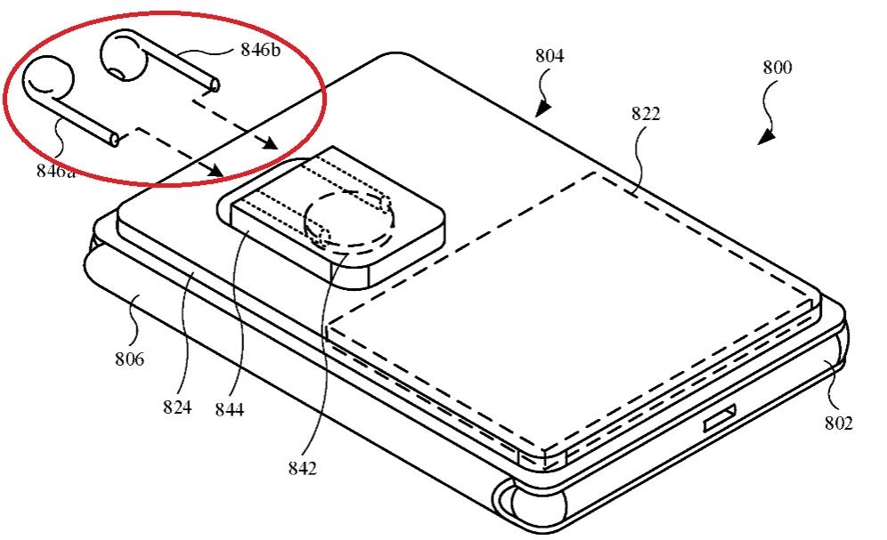 Illustration from the patent application shows a MagSafe battery case with AirPods holders - Patent application reveals Apple&#039;s plans for its MagSafe line of iPhone accessories