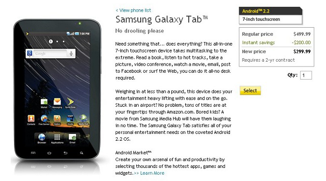 The Sprint Galaxy Tab is now just $299 on contract from Sprint - Besides dropping a pin, Sprint drops the price of the Samsung Galaxy Tab to $299