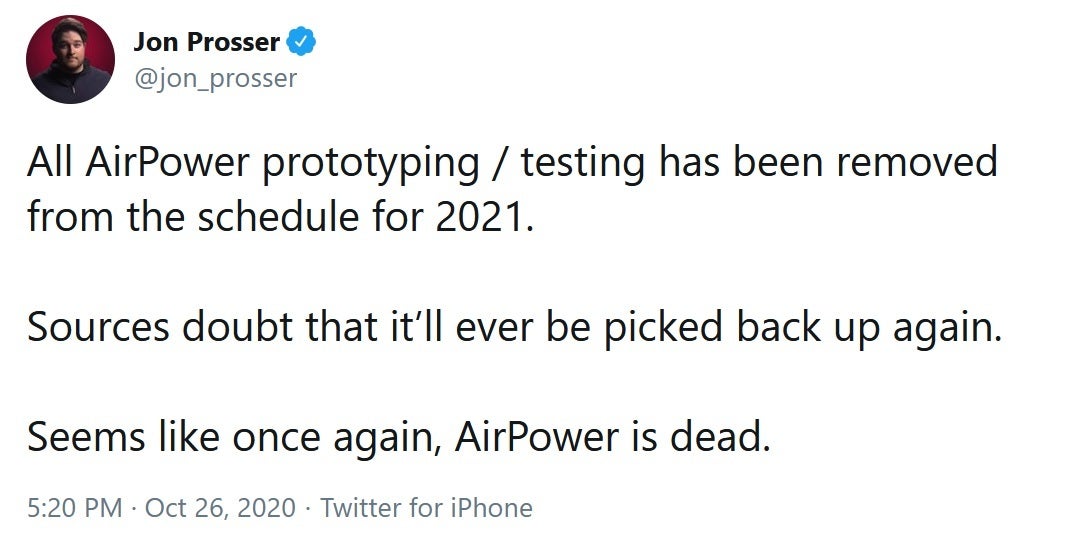 The Twitter tipster who once said that AirPower was resurrected now says that it is dead again - For Apple's longest running vaporware, it's death after death