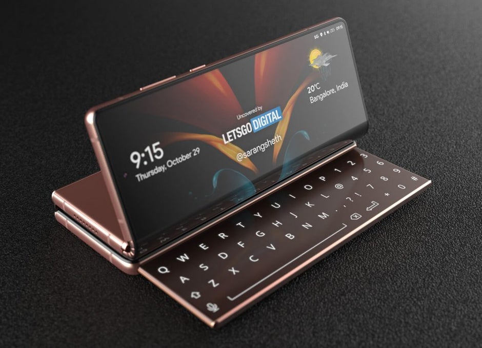 The device could be equipped with the sliding physical keyboard - Check out these fabulous looking renders of what could be the 5G Samsung Galaxy Z Fold 3