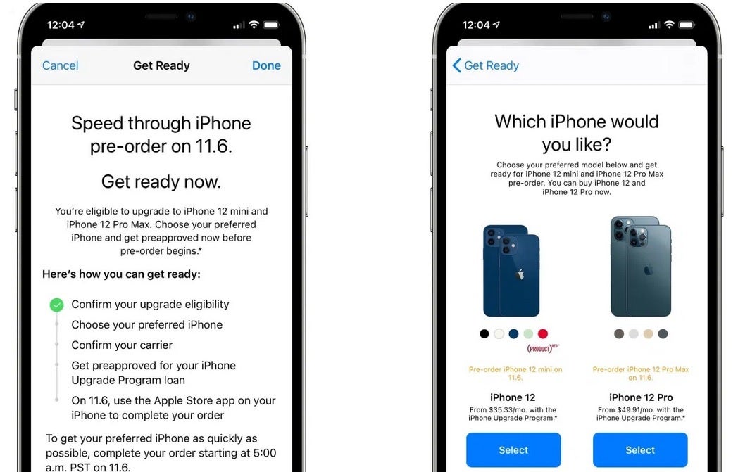 Members of the iPhone Upgrade Program are getting reminded to make an appointment to reserve their new iPhone - Apple Upgrade Program members take first step toward buying the 5G iPhone 12 mini or iPhone 12 Pro Max