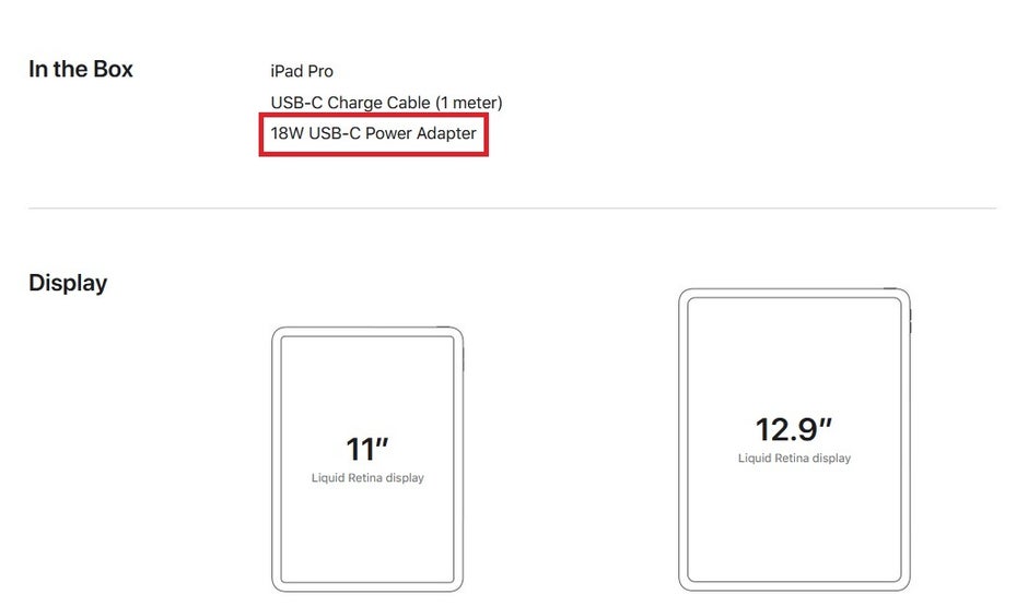 Apple incorrectly notes that 18W chargers are being shipped with this year's iPad Pro tablets - Apple upgrades this key accessory found in the box alongside the iPad Pro (2020)