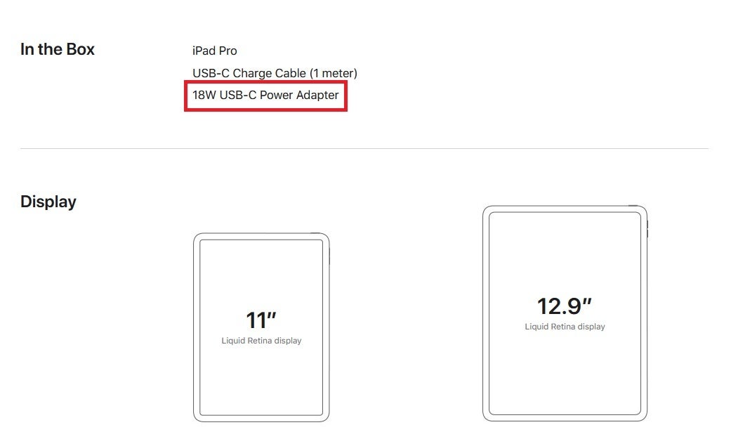 Apple incorrectly notes that 18W chargers are being shipped with this year&#039;s iPad Pro tablets - Apple upgrades this key accessory found in the box alongside the iPad Pro (2020)