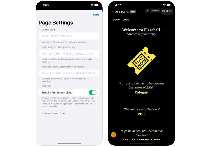 The fan-made Stadium browser is back on the App Store