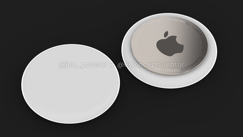 Render of Apple AirTags - Apple's latest iOS developer preview "confirms" that AirTags are real and on the way