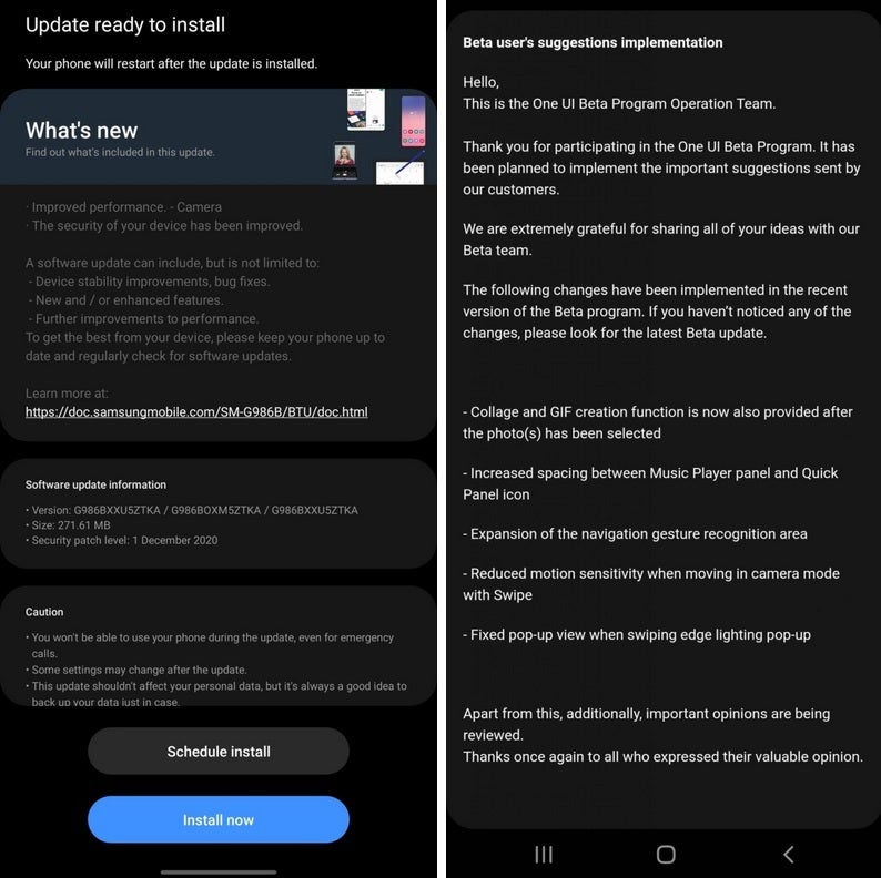Samsung pushes out December Android security update two weeks in advance on certain&amp;nbsp - Samsung stuns some 5G Galaxy S20+ users with the timing of a software update