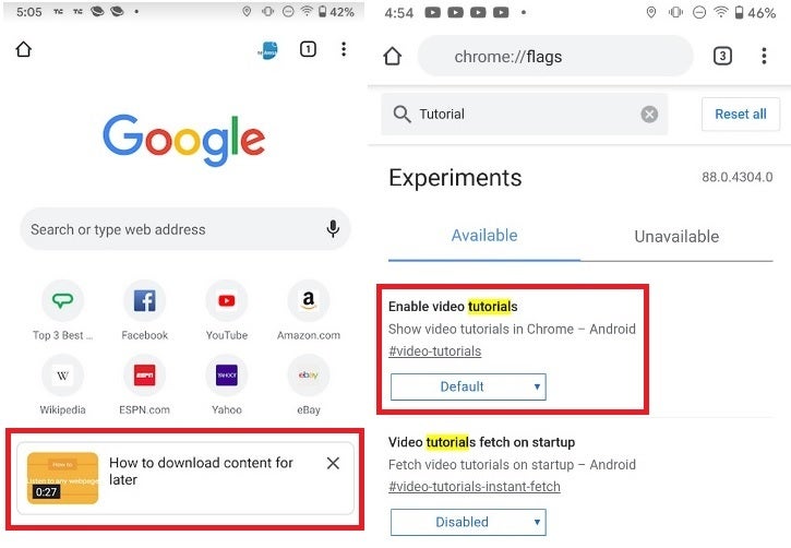 Google is testing the inclusion of video tutorials with the Chrome for Android app - Google tests new video feature for its mobile browser
