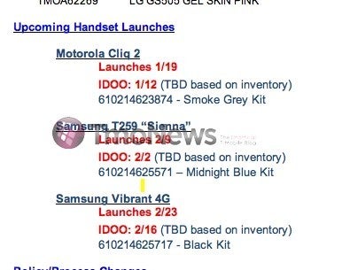 Leak points to February 23rd as being the launch date for the Samsung Vibrant 4G