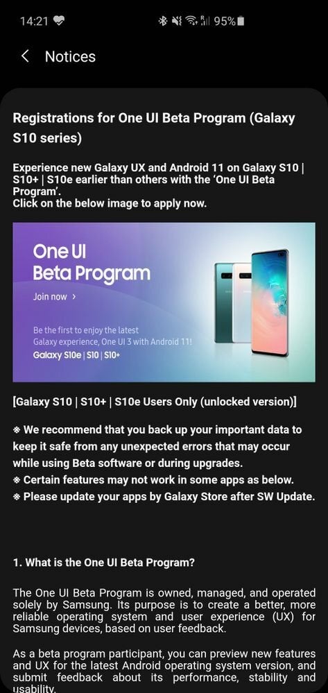 Android 11 update with One UI 3.0 beta installation prompt for the Galaxy S10 - Android 11 update with One UI 3.0 beta released for Galaxy S10 and S10+