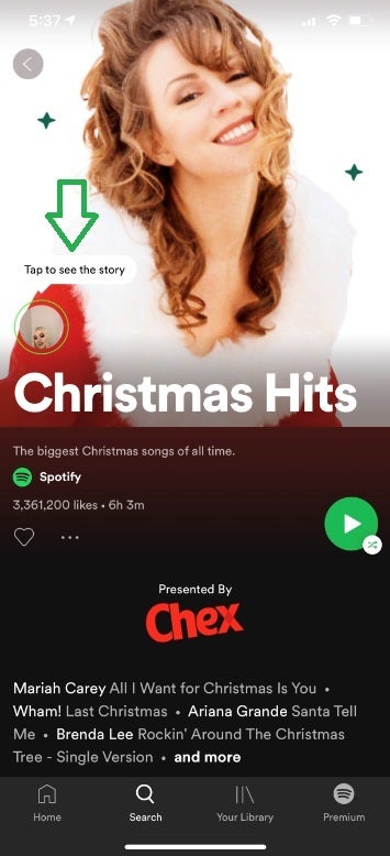 Tap on the prompt to see Spotify's stories test - Spotify joins the club by adding a feature that many other apps offer