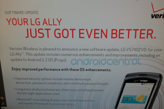 Verizon is telling LG Ally owners that their handset will get better with Android 2.2, but will the upgrade allow for Adobe Flash support? - LG Ally, your Froyo is about to be served