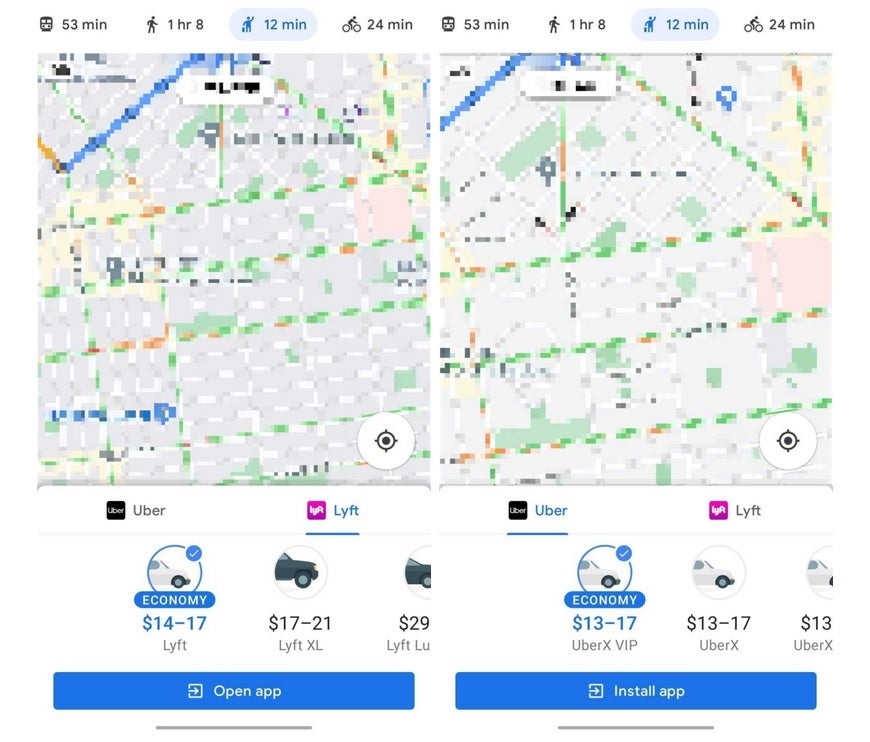 Example of rise share fee estimates on Google Maps. After the update, these estimates should be tighter - Update to beta version of Google Maps has new features that you are going to use