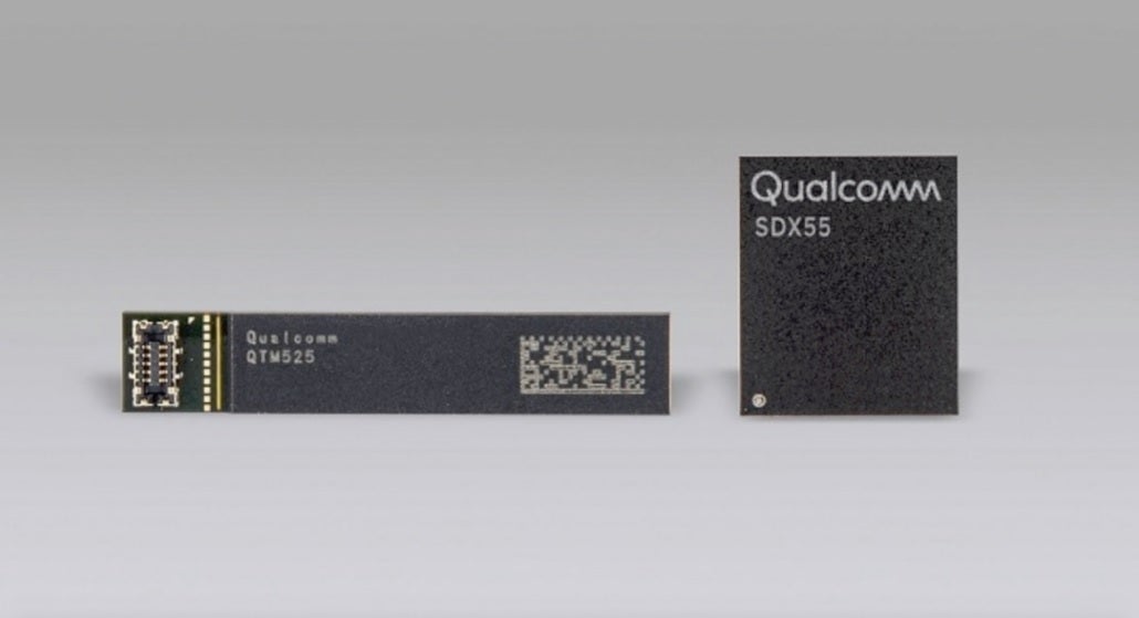 At left, Qualcomm's mmWave antenna and at right is Qualcomm's X55 5G modem chip - Data from Qualcomm suggests that Apple could produce 176 million 5G iPhone units this year