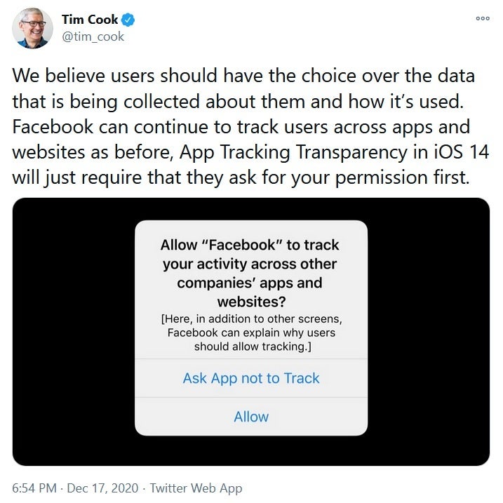 Apple CEO Tim Cook responds on Twitter to Facebook's newspaper ads against Apple - Apple CEO Tim Cook nails Facebook with the perfect response