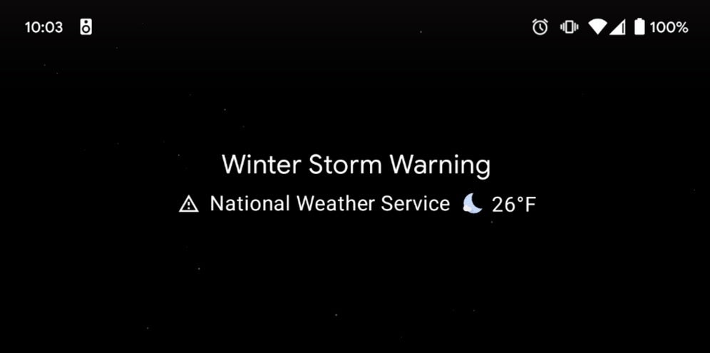 The Pixel&#039;s At a Glance widget displays a severe weather alert - It&#039;s the perfect time to make sure that this feature on your Pixel&#039;s iconic widget is toggled on