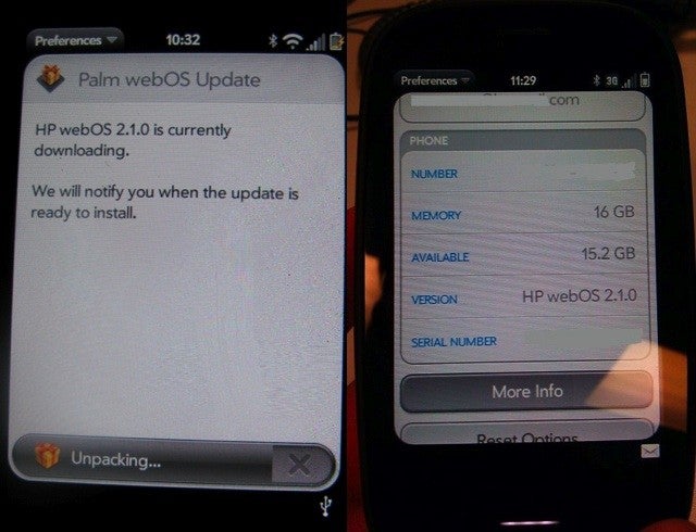 webOS 2.1.0 is being pushed out to the Palm Pre 2?