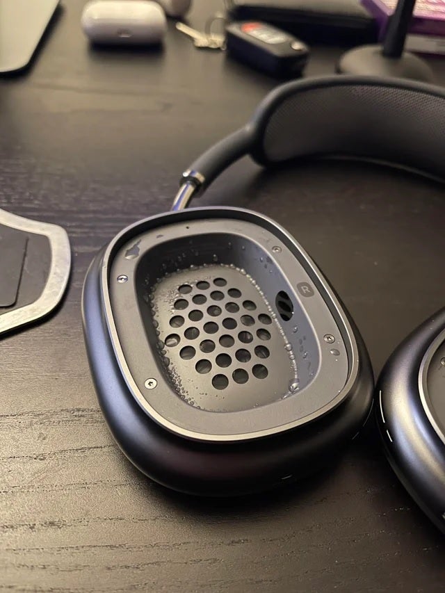 Picture shows condensation inside the ear cup belonging to an Apple AirPods Max - Ear sweat appearing on your AirPods Max? Apple says that you should do this