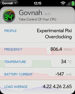 Palm Pixi is throttled to the 806MHz mark
