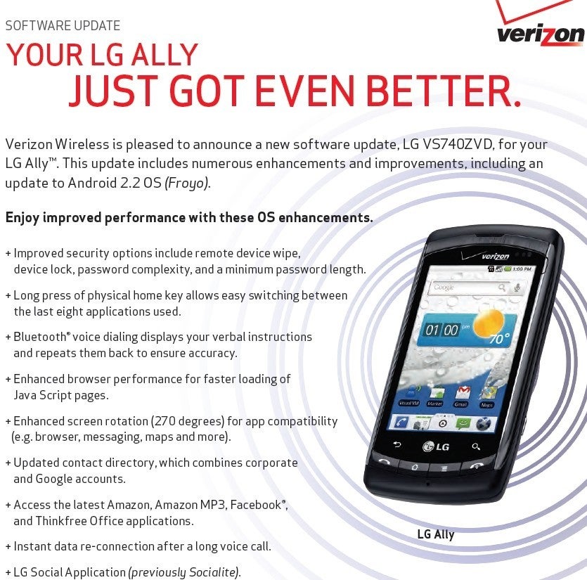 Verizon's LG Ally gets Froyo early