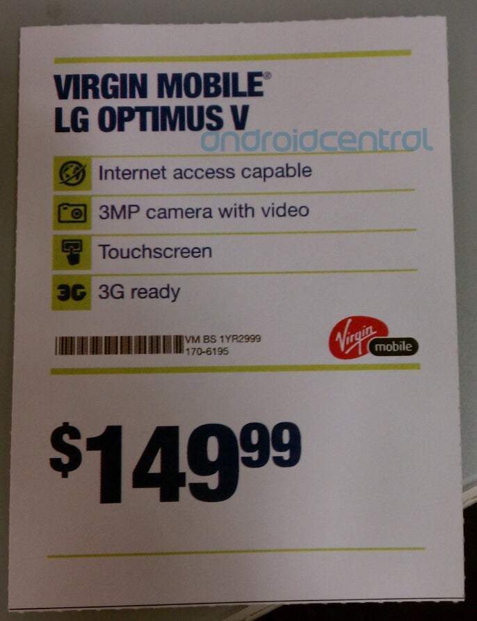 LG Optimus One arriving on Virgin Mobile as Optimus V